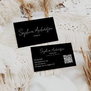 Minimalist Black & White Modern Qr Code Business Card