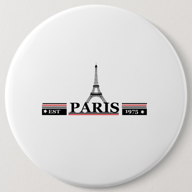 Minimalist Black & White Modern Round Button Pin  (Front)
