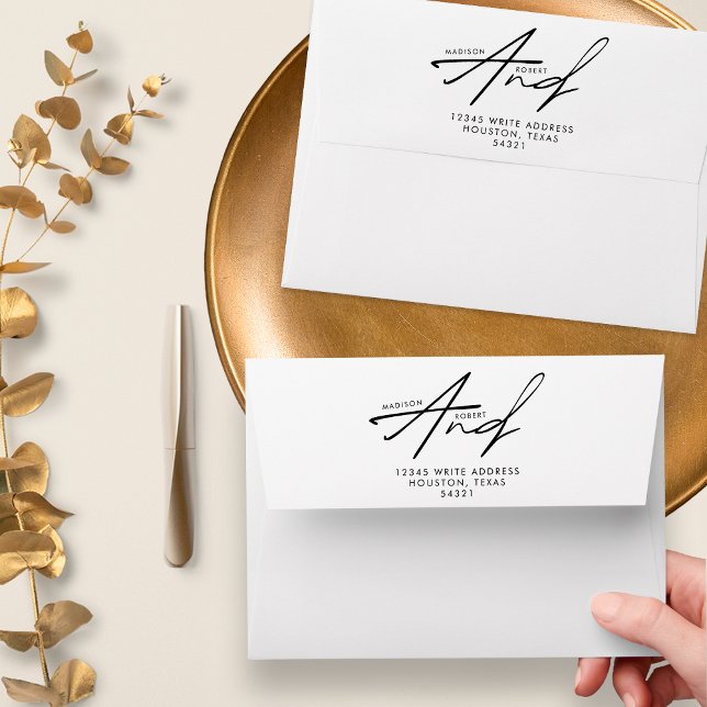 Minimalist Black White Modern Typography Wedding Envelope (Creator Uploaded)