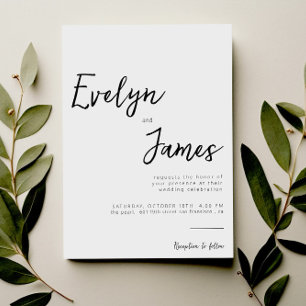 Minimalist Black & White Modern Unique Wedding In Invitation