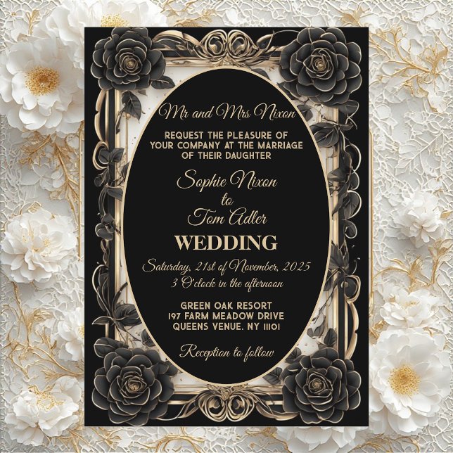 Minimalist Black White Monochrome Modern Wedding Invitation (Minimalist Black White Monochrome Modern Wedding Invitation)