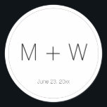 Minimalist black white monogram initials wedding classic round sticker<br><div class="desc">Minimalist Wedding black and white initials elegant simple Classic Round Sticker with thin border.
Customise,  personalise,  all your gifts with their individual letter,  initials,  alphabet,  number,  numbers
Customise it with your initials!

For Birthdays,  Christmas,  Holidays,  weddings</div>