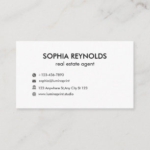 Minimalist Black White Monogram Real Estate Agent Business Card