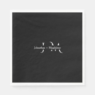 Minimalist Black & White Monogram Wedding Napkin