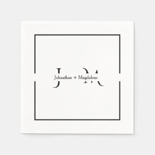 Minimalist Black & White Monogram Wedding Napkin