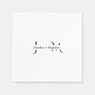 Minimalist Black & White Monogram Wedding Napkin