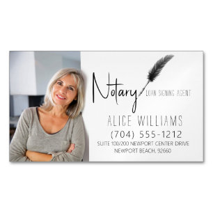 Minimalist Black & White Notary Photo Magnetic Business Card
