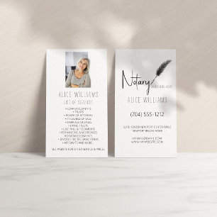 Minimalist Black & White Notary Photo Vertical Business Card