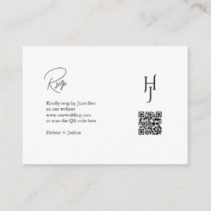 Minimalist Black White Online Wedding RSVP Card