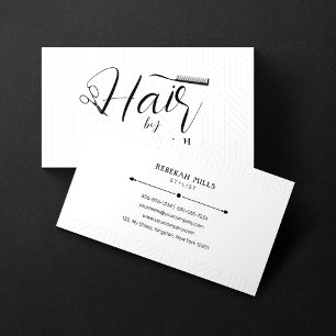 Minimalist Black White Pattern Hairstylist Salon Business Card