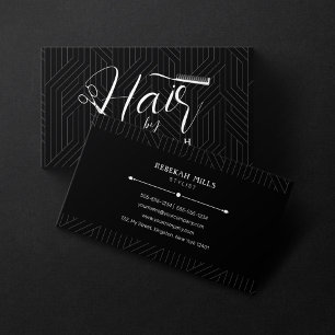 Minimalist Black & White Pattern Hairstylist Salon Business Card
