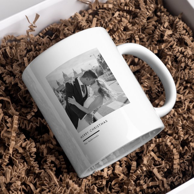 Minimalist Black & White Photo Christmas Gift Coffee Mug (Creator Uploaded)