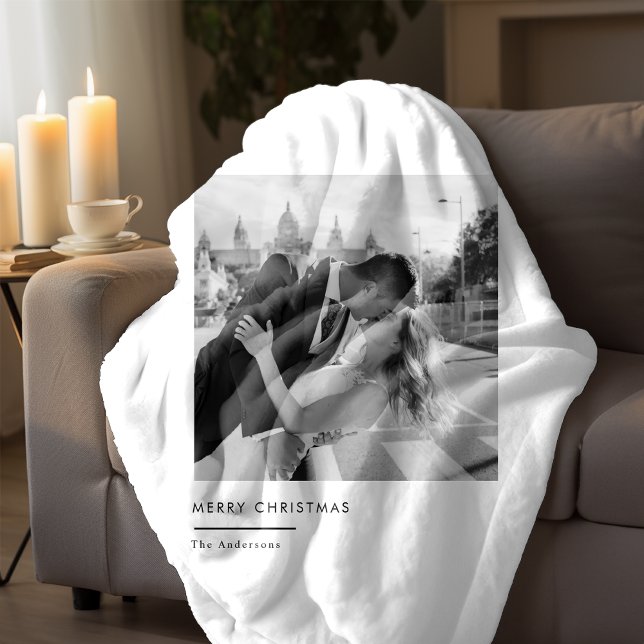 Minimalist Black & White Photo Christmas Gift Sherpa Blanket (Creator Uploaded)