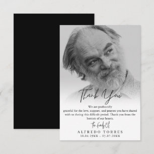 Minimalist Black & White Photo Funeral Sympathy  Thank You Card