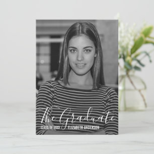 Minimalist Black & White Photo Graduation  Invitation