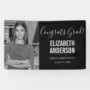 Minimalist Black & White Photo Graduation Photo Banner