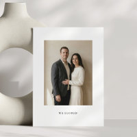 Minimalist Black White Photo We Eloped Celebration