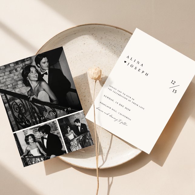 Minimalist Black & White Photo Wedding Invitation (Creator Uploaded)