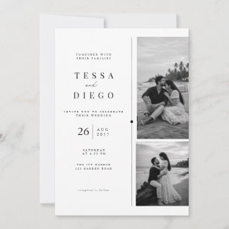 Minimalist Black & White Photo Wedding Invitation. Invitation