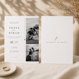Minimalist Black & White Photo Wedding Invitation. Invitation