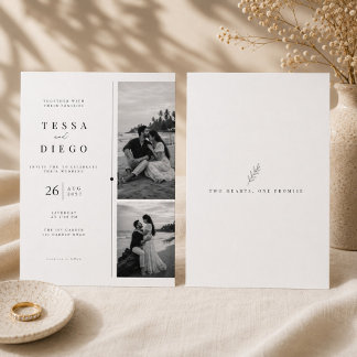 Minimalist Black & White Photo Wedding Invitation. Invitation