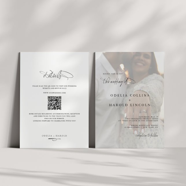 Minimalist Black White Photo Wedding QR Code Invitation (Creator Uploaded)