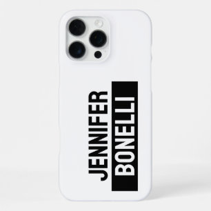 Minimalist Black & White Plain Elegant Modern Name iPhone 16 Pro Max Case