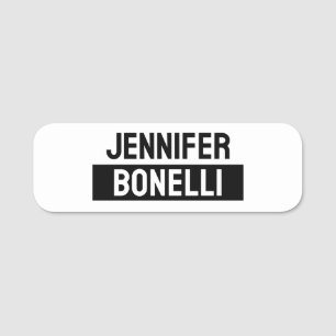 Minimalist Black & White Plain Elegant Modern Name Name Tag