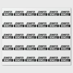 Minimalist Black & White Plain Elegant Modern Name Wrapping Paper