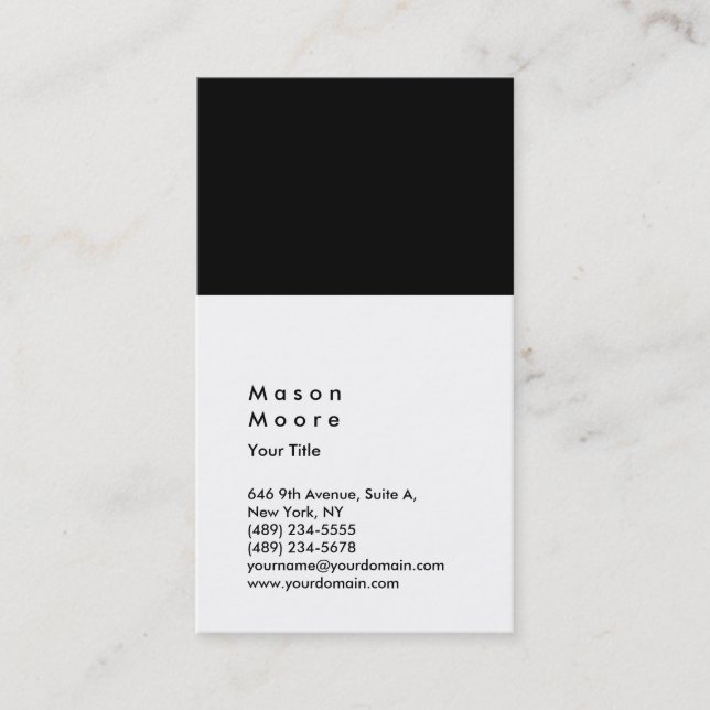 Minimalist Black White Plain Modern Professional Business Card (Front)