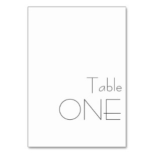 Minimalist Black White Playful Typography ONE Table Number