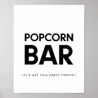 Minimalist Black & white Popcorn bar wedding sign