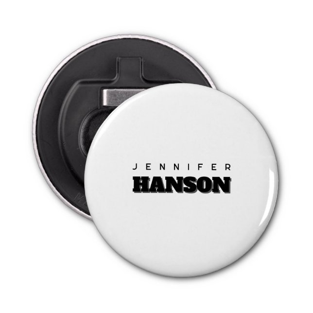 Minimalist Black & White Professional Modern Name Bottle Opener (Front)