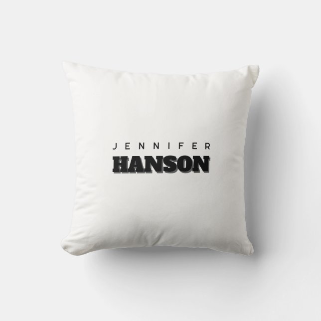 Minimalist Black & White Professional Modern Name Cushion (Front)
