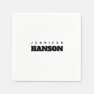 Minimalist Black & White Professional Modern Name Napkin