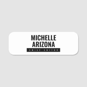 Minimalist Black & White Professional Modern Name Tag