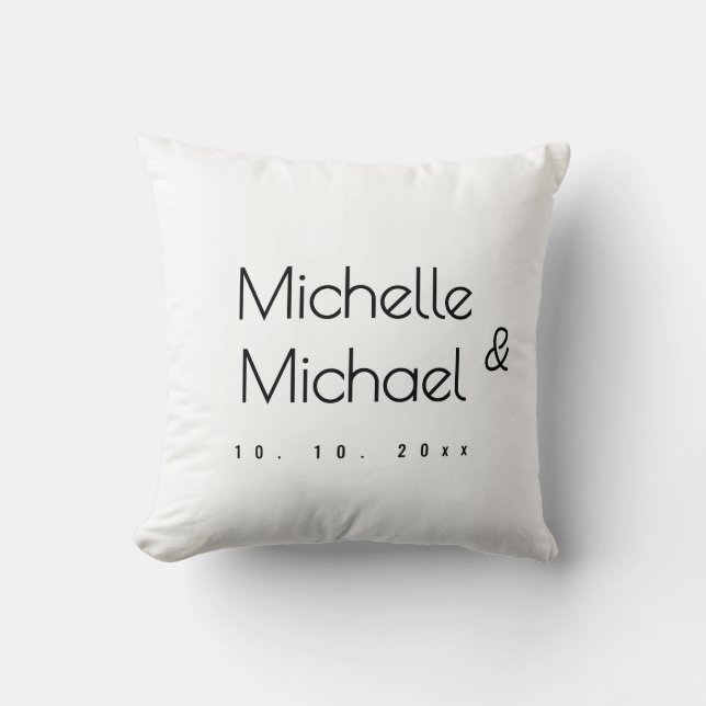 Minimalist Black & White Professional Modern Names Cushion (Front)