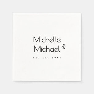 Minimalist Black & White Professional Modern Names Napkin