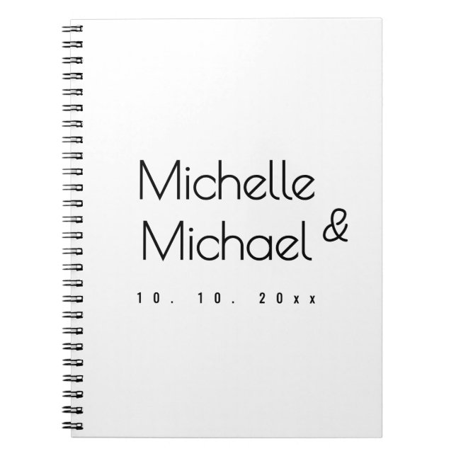 Minimalist Black & White Professional Modern Names Notebook (Front)