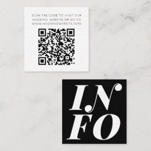 Minimalist Black White QR Code Online Wedding Info Enclosure Card