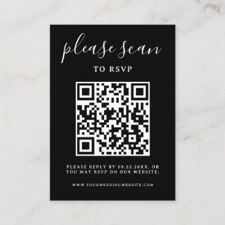 Minimalist Black & White QR Code Wedding  Enclosure Card