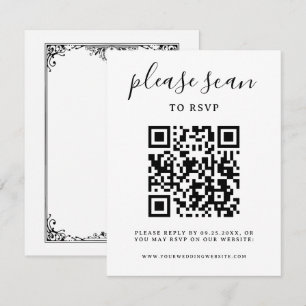 Minimalist Black & White QR Code Wedding Enclosure Card