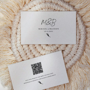 Minimalist Black & White QR Code Wedding Website  Enclosure Card