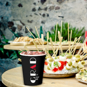 Minimalist  black white red graduation paper cups