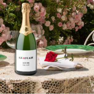 Minimalist black white red graduation sparkling wine label