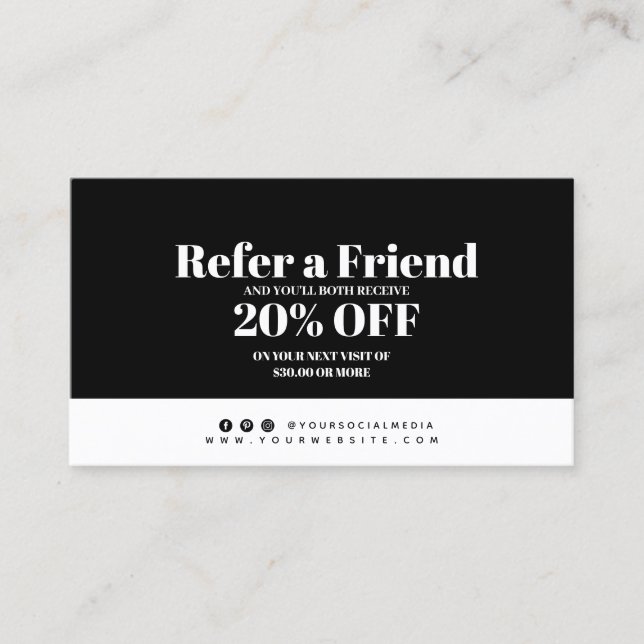 Minimalist Black & White Referral Card (Front)