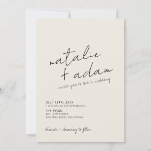 Minimalist Black & White Retro Fun Modern Wedding  Invitation