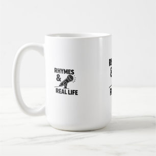Minimalist Black & White “RHYPES & REAL LIFE” Micr Coffee Mug