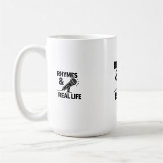 Minimalist Black & White “RHYPES & REAL LIFE” Micr Coffee Mug