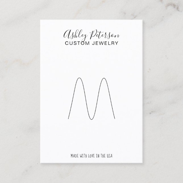 Minimalist black white ring earring display business card (Front)